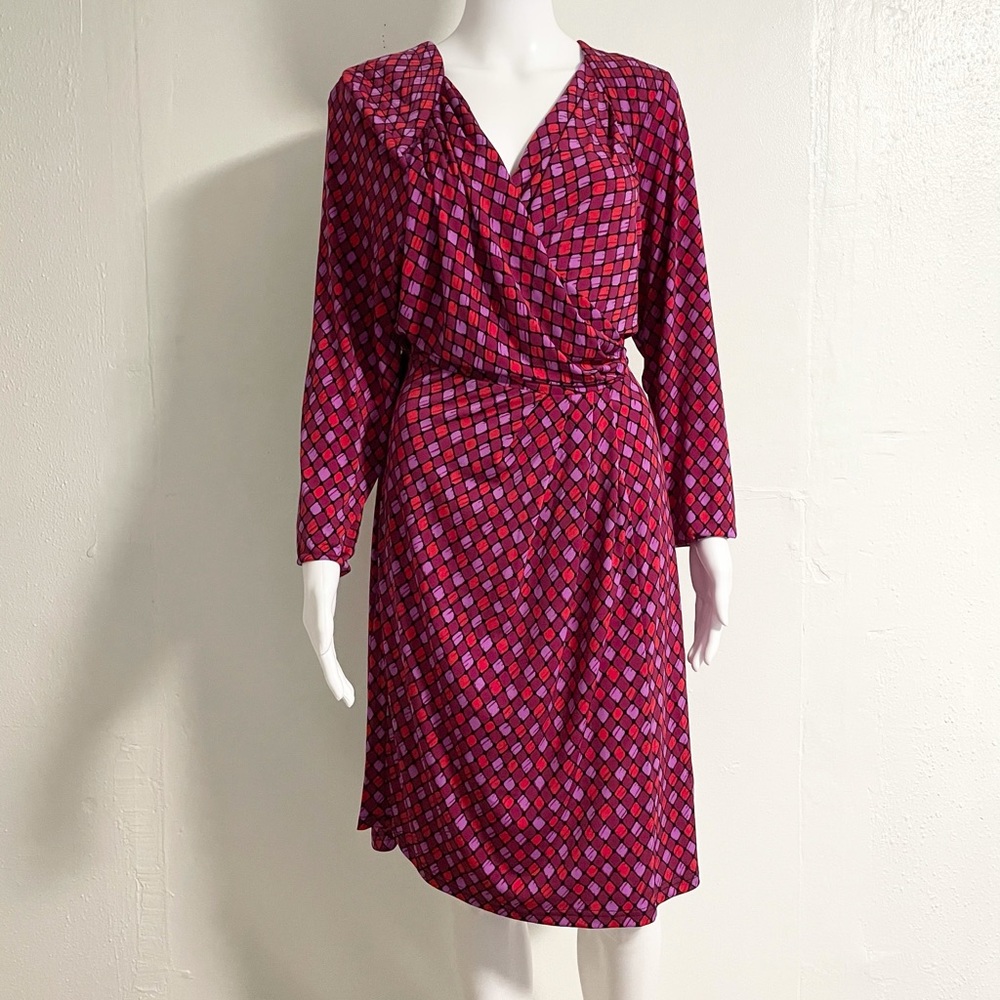 BOB MACKIE NWT Designer Purple Tie Midi Dress 1X